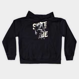 Skate Or Die Skeleton Skater Design Kids Hoodie